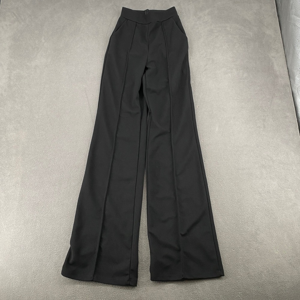 Fashion Nova Black High Waisted Pintuck Wide Leg Trousers LBP8050 XS